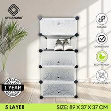 Load image into Gallery viewer, Organono DIY 5 Layers w/ MATTE FLORAL DOORS and PANEL Stackable Shoe Organizer Cabinet - 35x17