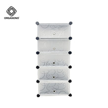 Load image into Gallery viewer, Organono DIY 5 Layers w/ MATTE FLORAL DOORS and PANEL Stackable Shoe Organizer Cabinet - 35x17