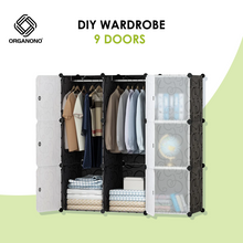 Load image into Gallery viewer, Organono DIY 9 Doors Wardrobe Organizer Stackable Cabinet with Hanging Pole