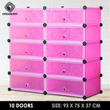 Load image into Gallery viewer, Organono DIY 5-21 Layers w/ DOORS Stackable Shoe Rack Shoe Organizer Cabinet - 35x17