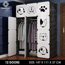 Load image into Gallery viewer, Organono DIY 6-30 Doors Multipurpose DOGS & CATS DESIGN Wardrobe Organizer Stackable Cabinet with Hanging Pole & Shoe Rack