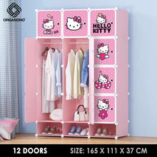 Load image into Gallery viewer, Organono DIY 3-16 Doors Multipurpose KITTY Wardrobe Organizer Stackable Cabinet with Hanging Pole & Shoe Rack