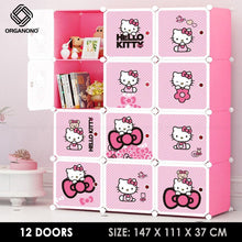 Load image into Gallery viewer, Organono DIY 3-16 Doors Multipurpose KITTY Wardrobe Organizer Stackable Cabinet with Hanging Pole & Shoe Rack