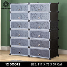 Load image into Gallery viewer, Organono DIY 5-21 Layers w/ DOORS Stackable Shoe Rack Shoe Organizer Cabinet - 35x17