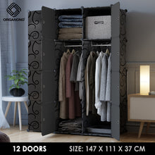 Load image into Gallery viewer, Organono DIY 6-16 Doors ALL BLACK Wardrobe Cabinet with Hanger Pole