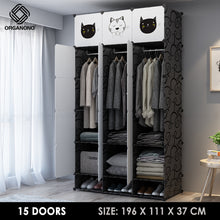 Load image into Gallery viewer, Organono DIY 6-30 Doors Multipurpose DOGS & CATS DESIGN Wardrobe Organizer Stackable Cabinet with Hanging Pole & Shoe Rack