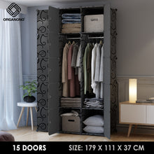 Load image into Gallery viewer, Organono DIY 6-16 Doors ALL BLACK Wardrobe Cabinet with Hanger Pole