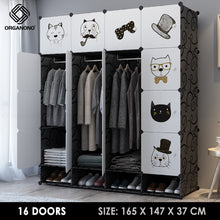 Load image into Gallery viewer, Organono DIY 6-30 Doors Multipurpose DOGS & CATS DESIGN Wardrobe Organizer Stackable Cabinet with Hanging Pole & Shoe Rack