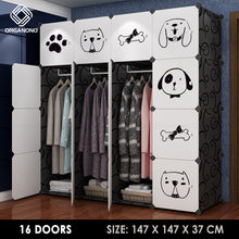 Load image into Gallery viewer, Organono DIY 6-30 Doors Multipurpose DOGS & CATS DESIGN Wardrobe Organizer Stackable Cabinet with Hanging Pole & Shoe Rack