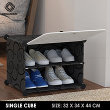Load image into Gallery viewer, Organono DIY 2-30 Layers BLACK w/ MATTE FLORAL DOORS Shoe Organizer - Removable Layer