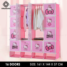 Load image into Gallery viewer, Organono DIY 3-16 Doors Multipurpose KITTY Wardrobe Organizer Stackable Cabinet with Hanging Pole & Shoe Rack