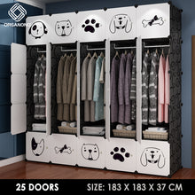 Load image into Gallery viewer, Organono DIY 6-30 Doors Multipurpose DOGS & CATS DESIGN Wardrobe Organizer Stackable Cabinet with Hanging Pole & Shoe Rack