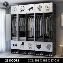 Load image into Gallery viewer, Organono DIY 6-30 Doors Multipurpose DOGS & CATS DESIGN Wardrobe Organizer Stackable Cabinet with Hanging Pole & Shoe Rack