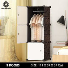 Load image into Gallery viewer, Organono DIY 3 4 5 Doors Wardrobe Organizer Stackable Cabinet with 1 Hanging Pole