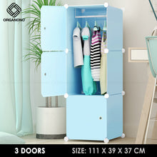 Load image into Gallery viewer, Organono DIY 3 4 5 Doors Wardrobe Organizer Stackable Cabinet with 1 Hanging Pole