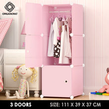 Load image into Gallery viewer, Organono DIY 3 4 5 Doors Wardrobe Organizer Stackable Cabinet with 1 Hanging Pole