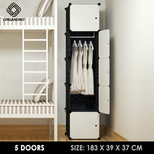 Load image into Gallery viewer, Organono DIY 3 4 5 Doors Wardrobe Organizer Stackable Cabinet with 1 Hanging Pole