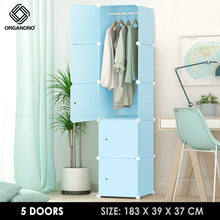 Load image into Gallery viewer, Organono DIY 3 4 5 Doors Wardrobe Organizer Stackable Cabinet with 1 Hanging Pole