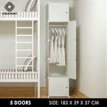 Load image into Gallery viewer, Organono DIY 3 4 5 Doors Wardrobe Organizer Stackable Cabinet with 1 Hanging Pole