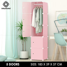 Load image into Gallery viewer, Organono DIY 3 4 5 Doors Wardrobe Organizer Stackable Cabinet with 1 Hanging Pole