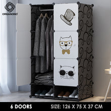 Load image into Gallery viewer, Organono DIY 6-30 Doors Multipurpose DOGS & CATS DESIGN Wardrobe Organizer Stackable Cabinet with Hanging Pole & Shoe Rack