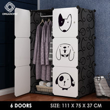 Load image into Gallery viewer, Organono DIY 6-30 Doors Multipurpose DOGS & CATS DESIGN Wardrobe Organizer Stackable Cabinet with Hanging Pole & Shoe Rack