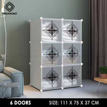 Load image into Gallery viewer, Organono DIY 6-12 Doors Multipurpose Abstract Stackable Cabinet with Hanging Pole & Shoe Rack