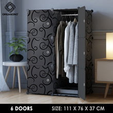 Load image into Gallery viewer, Organono DIY 6-16 Doors ALL BLACK Wardrobe Cabinet with Hanger Pole