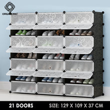 Load image into Gallery viewer, Organono DIY 5-21 Layers w/ DOORS Stackable Shoe Rack Shoe Organizer Cabinet - 35x17