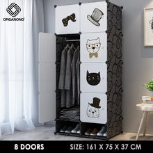 Load image into Gallery viewer, Organono DIY 6-30 Doors Multipurpose DOGS & CATS DESIGN Wardrobe Organizer Stackable Cabinet with Hanging Pole & Shoe Rack
