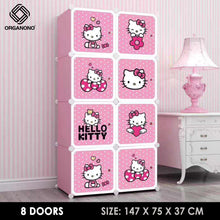 Load image into Gallery viewer, Organono DIY 3-16 Doors Multipurpose KITTY Wardrobe Organizer Stackable Cabinet with Hanging Pole & Shoe Rack
