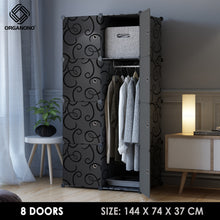 Load image into Gallery viewer, Organono DIY 6-16 Doors ALL BLACK Wardrobe Cabinet with Hanger Pole
