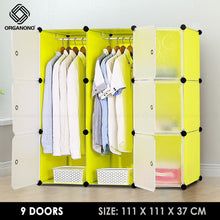 Load image into Gallery viewer, Organono DIY 9 Doors Wardrobe Organizer Stackable Cabinet with Hanging Pole