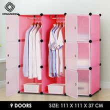 Load image into Gallery viewer, Organono DIY 9 Doors Wardrobe Organizer Stackable Cabinet with Hanging Pole