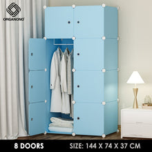 Load image into Gallery viewer, Organono DIY 8 Doors Wardrobe Organizer Stackable Cabinet with Hanging Pole & Shoe Rack