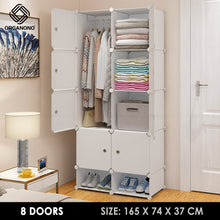 Load image into Gallery viewer, Organono DIY 8 Doors Wardrobe Organizer Stackable Cabinet with Hanging Pole & Shoe Rack