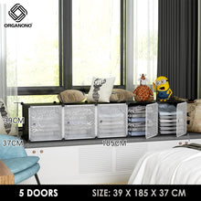 Load image into Gallery viewer, Organono DIY 2-5 Doors Multipurpose Cube Organizer Stackable Cabinet