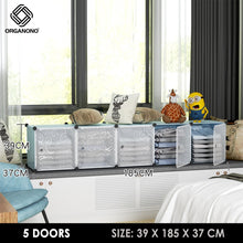 Load image into Gallery viewer, Organono DIY 2-5 Doors Multipurpose Cube Organizer Stackable Cabinet