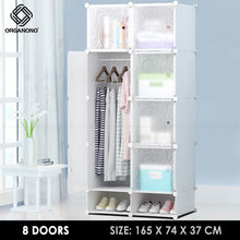 Load image into Gallery viewer, Organono DIY 8 Doors Wardrobe Organizer Stackable Cabinet with Hanging Pole & Shoe Rack