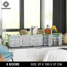 Load image into Gallery viewer, Organono DIY 2-5 Doors Multipurpose Cube Organizer Stackable Cabinet