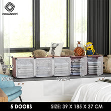 Load image into Gallery viewer, Organono DIY 2-5 Doors Multipurpose Cube Organizer Stackable Cabinet