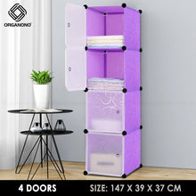 Load image into Gallery viewer, Organono DIY 3-4 Doors Multipurpose Cube Organizer Stackable Cabinet