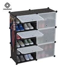 Load image into Gallery viewer, Organono DIY 2-30 Layers BLACK w/ MATTE FLORAL DOORS Shoe Organizer - Removable Layer