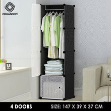 Load image into Gallery viewer, Organono DIY 3 4 5 Doors Wardrobe Organizer Stackable Cabinet with 1 Hanging Pole