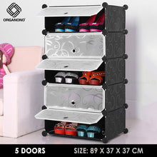 Load image into Gallery viewer, Organono DIY 5-21 Layers w/ DOORS Stackable Shoe Rack Shoe Organizer Cabinet - 35x17