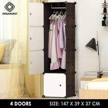 Load image into Gallery viewer, Organono DIY 3 4 5 Doors Wardrobe Organizer Stackable Cabinet with 1 Hanging Pole
