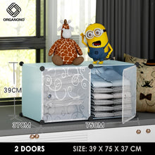 Load image into Gallery viewer, Organono DIY 2-5 Doors Multipurpose Cube Organizer Stackable Cabinet