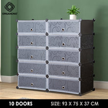 Load image into Gallery viewer, Organono DIY 5-21 Layers w/ DOORS Stackable Shoe Rack Shoe Organizer Cabinet - 35x17