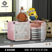 Load image into Gallery viewer, Organono DIY 2-5 Doors Multipurpose Cube Organizer Stackable Cabinet