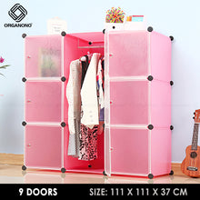 Load image into Gallery viewer, Organono DIY 9 Doors Wardrobe Organizer Stackable Cabinet with Hanging Pole